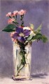 Roses et Clématites dans un vase en cristal Édouard Manet